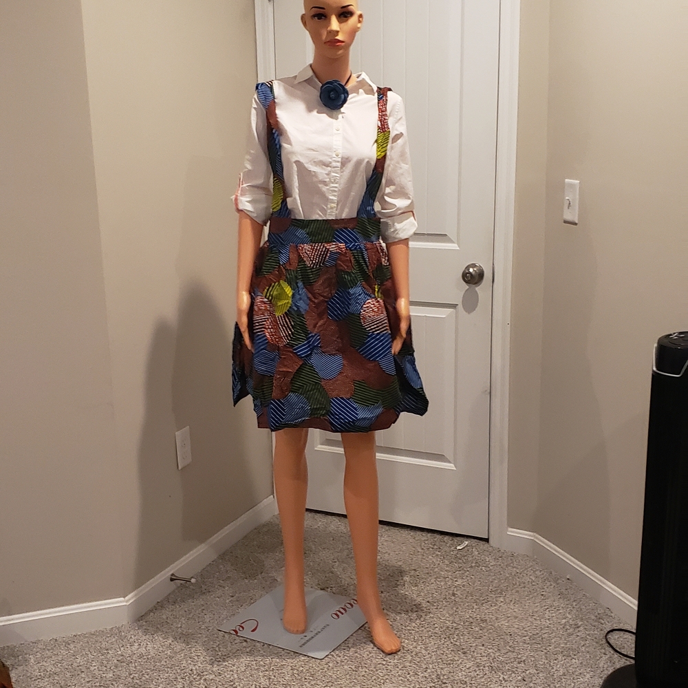 Colorful Patterned Suspender Dress